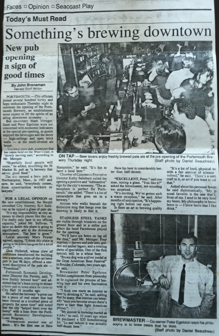 1991 Portsmouth Herald page -- Portsmouth Brewery opening